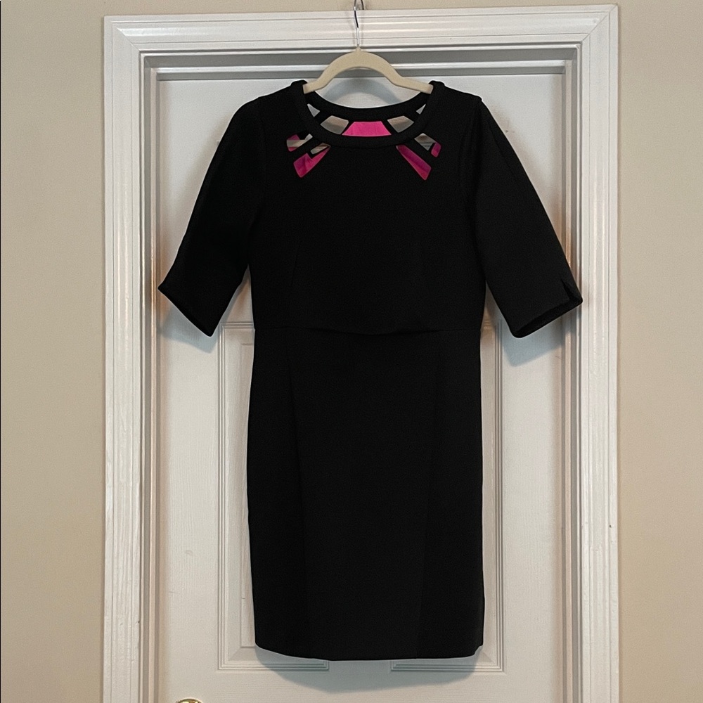 Gretchen Scott Black Peek a Boo Dress with Cut Out Details Medium